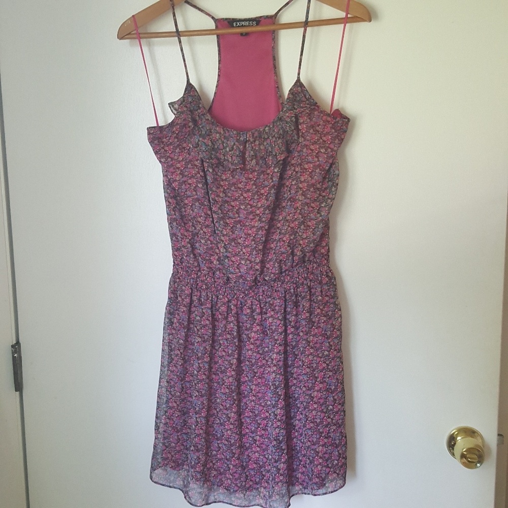 Express Floral Racer Back Mini Dress
